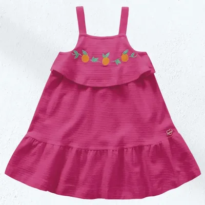 Vestido Bebe De Alça Bordado Laranjas Fakini