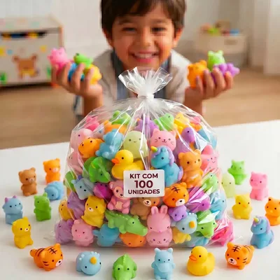 Kit 100 Squishy Mochi Bichinhos Macios De Apertar Brinquedo Sensorial Antiestresse Relaxante Infantil E Adulto Diversão Criativa Ideal Para Lembrancinhas Festas Brindes Atacado Brasiliana Tech