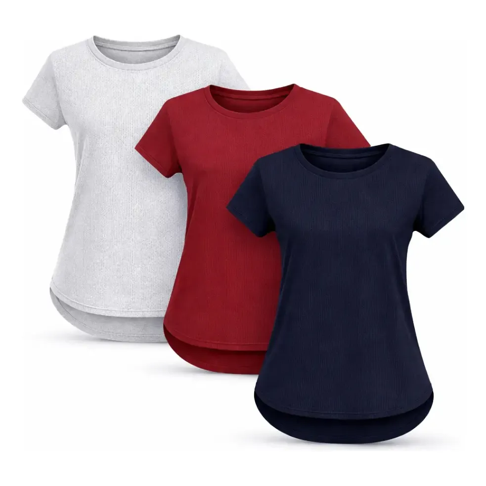 Kit 3 Blusas Femininas Dry Fit Academia Tecido Antissuor