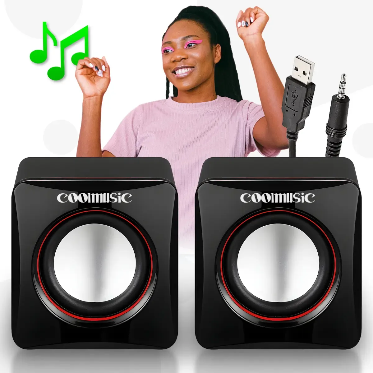 Caixa Caixinha De Som Pc Para Computador Notebook Potente Usb 6w Compacta Subwoofer Som Limpo P2 Coolmusic