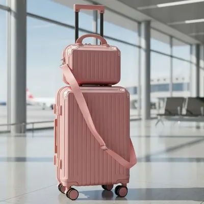 Mala De Viagem 10kg Promoção Rodas 360° Miami Com Frasqueira Rosa Clara Listras