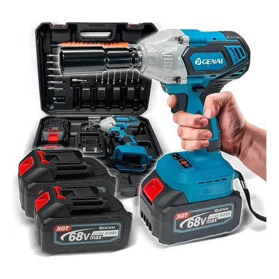 Parafusadeira De Impacto Iigenai GN-425C 68V 320Nm Azul Sem Fio Bivolt 2 Baterias