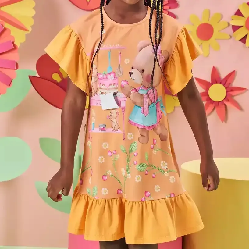 Vestido Infantil Malha Ursa Alecrim Kukiê