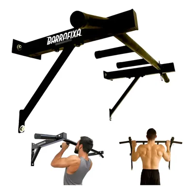 Barra Fixa De Parede Completa Pull-up Interna E Externa Preto
