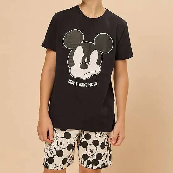 Pijama Infantil Juvenil Camiseta Short Malha Mickey Evanilda