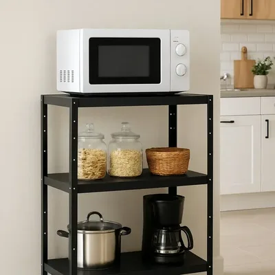 Balcão De Ferro Multiuso Para Cozinha Ou Lavanderia Preto