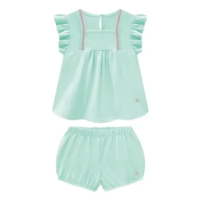 Conjunto Infantil Bata E Short Em Cotton Somnii