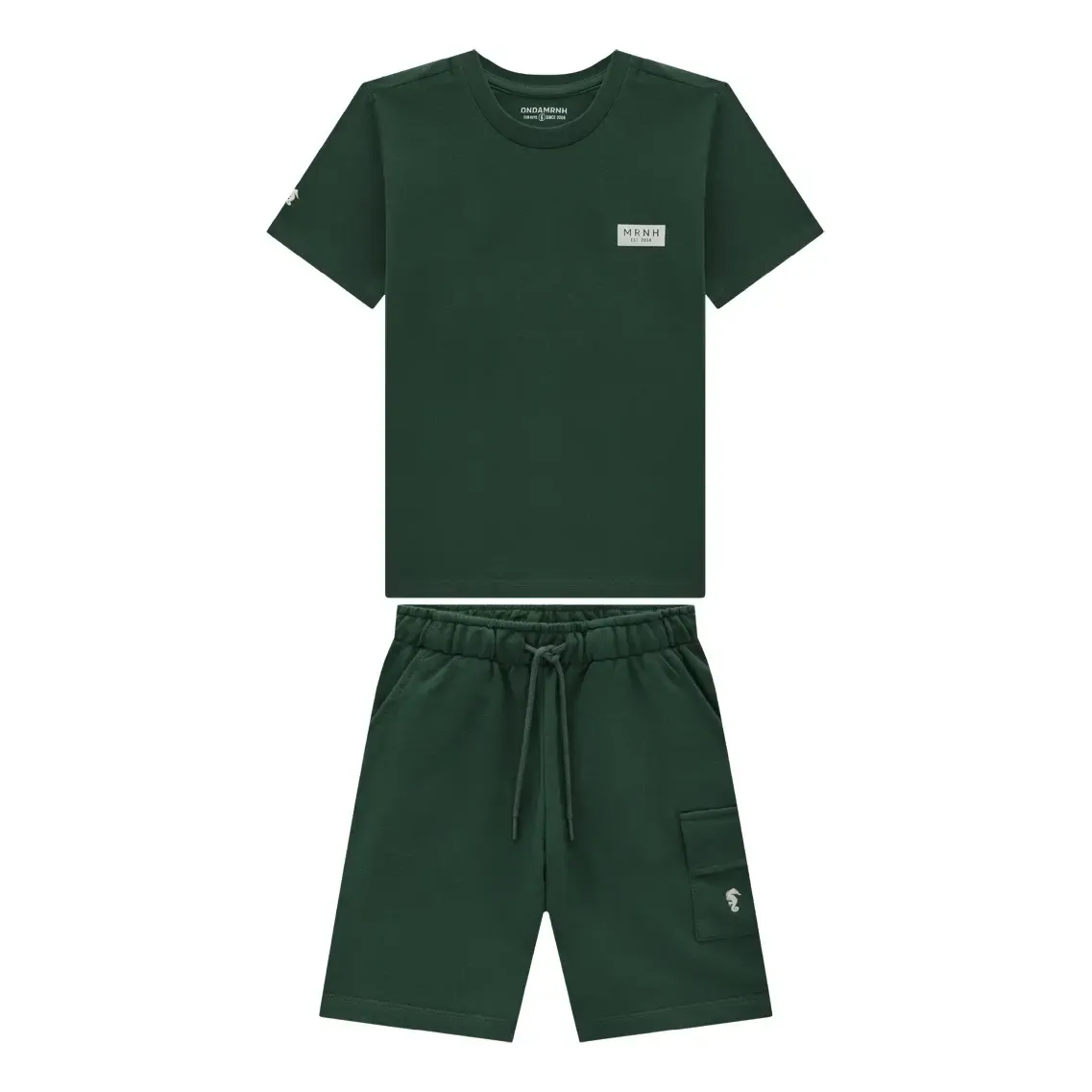 Conjunto Camiseta Malha Bermuda Minimalista Onda Marinha