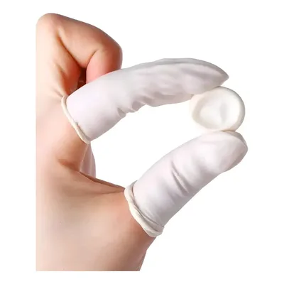 50 Dedeira De Látex Uso Manicure Estética Cozinha Luva Dedo Branco