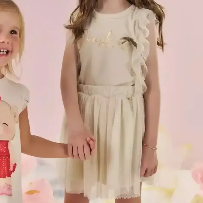 Vestido Infantil Molecotton Ursa Laço Vermelho Kukiê