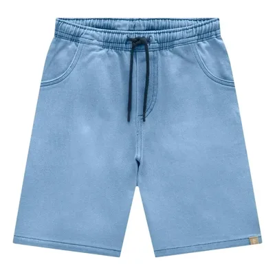 Bermuda Infantil Em Jeans Moletinho Onda Marinha