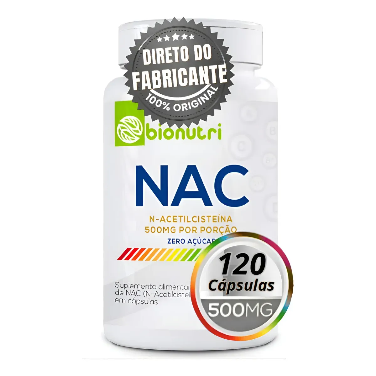 Nac 120 Cápsulas 500mg Suplemento Alimentar Bionutri