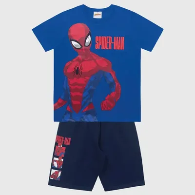 Conjunto Infantil Camiseta E Bermuda Malha Spider Man Fakini