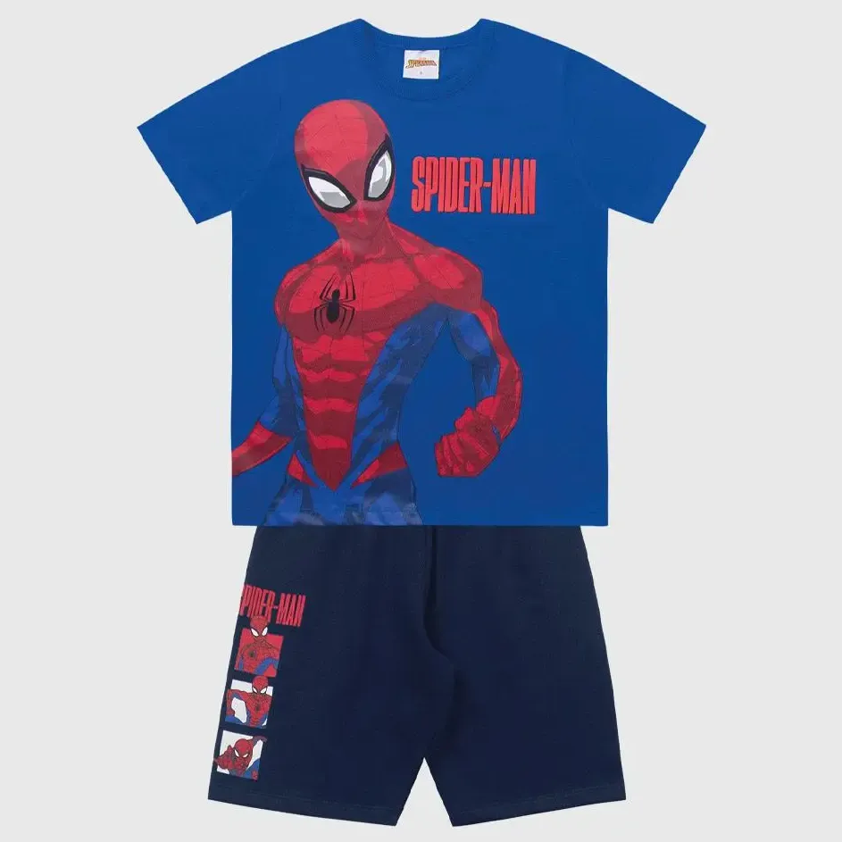 Conjunto Infantil Camiseta E Bermuda Malha Spider Man Fakini