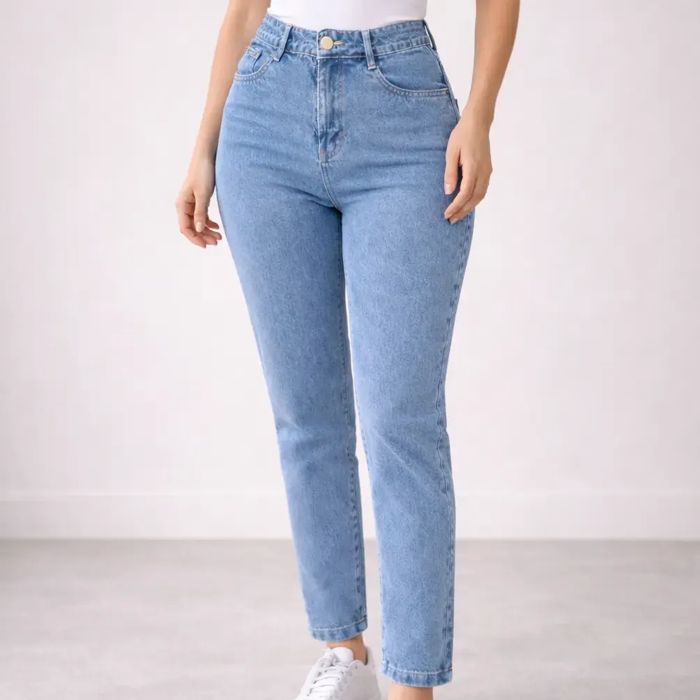 Calça Jeans Mom Stillger Feminina Cintura Alta Cor Clara