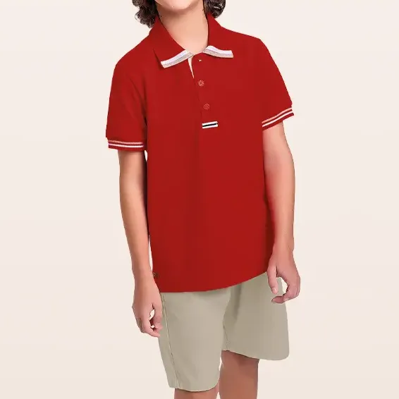 Conjunto Infantil Polo Piquet Bermuda Em Tecido Nude Fakini