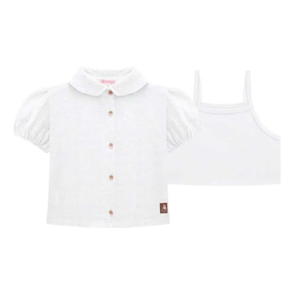 Camisa Em Laise Coração E Top Em Cotton Somnii