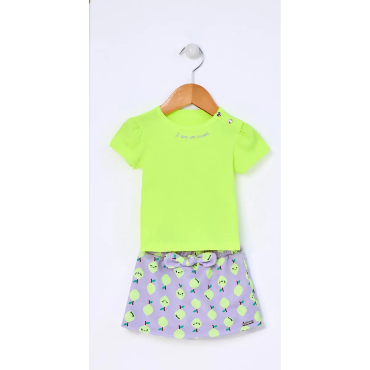 Conjunto Infantil Blusa Neon E Short Saia Pera Somnii