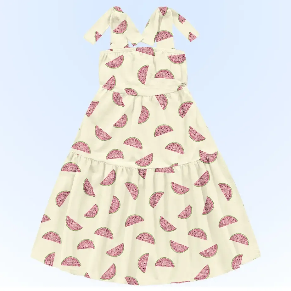 Vestido Infantil Midi Alça Melância Fakini