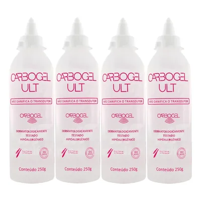 4 Gel Condutor Clinico Incolor Ultrassom Ecg Tens Fes 250g