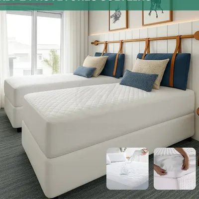 Kit 2 Protetor De Colchão Solteiro Impermeável C/ Elástico Matelado Antiácaro Antialérgico Toque Suave Respirável Cor Branco