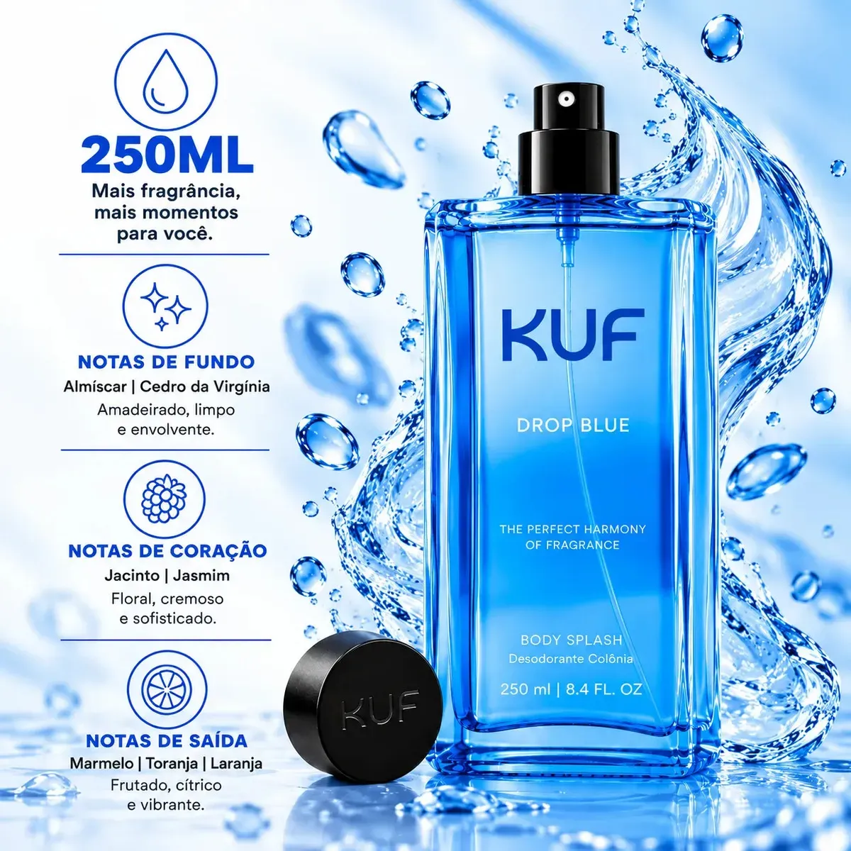 Body Splash Feminino Kuf Blue Diamond 250ml Importado