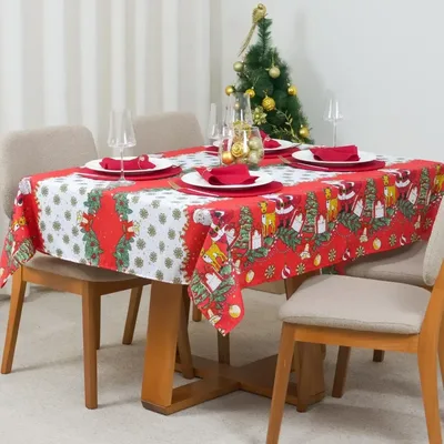 Toalha De Mesa Estampada Natal 2,50 X 1,45 8 Lugares Oxford