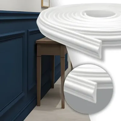 Boiserie Eva Autocolante Flexível Moldura Branco 10m X 2,8cm Branco