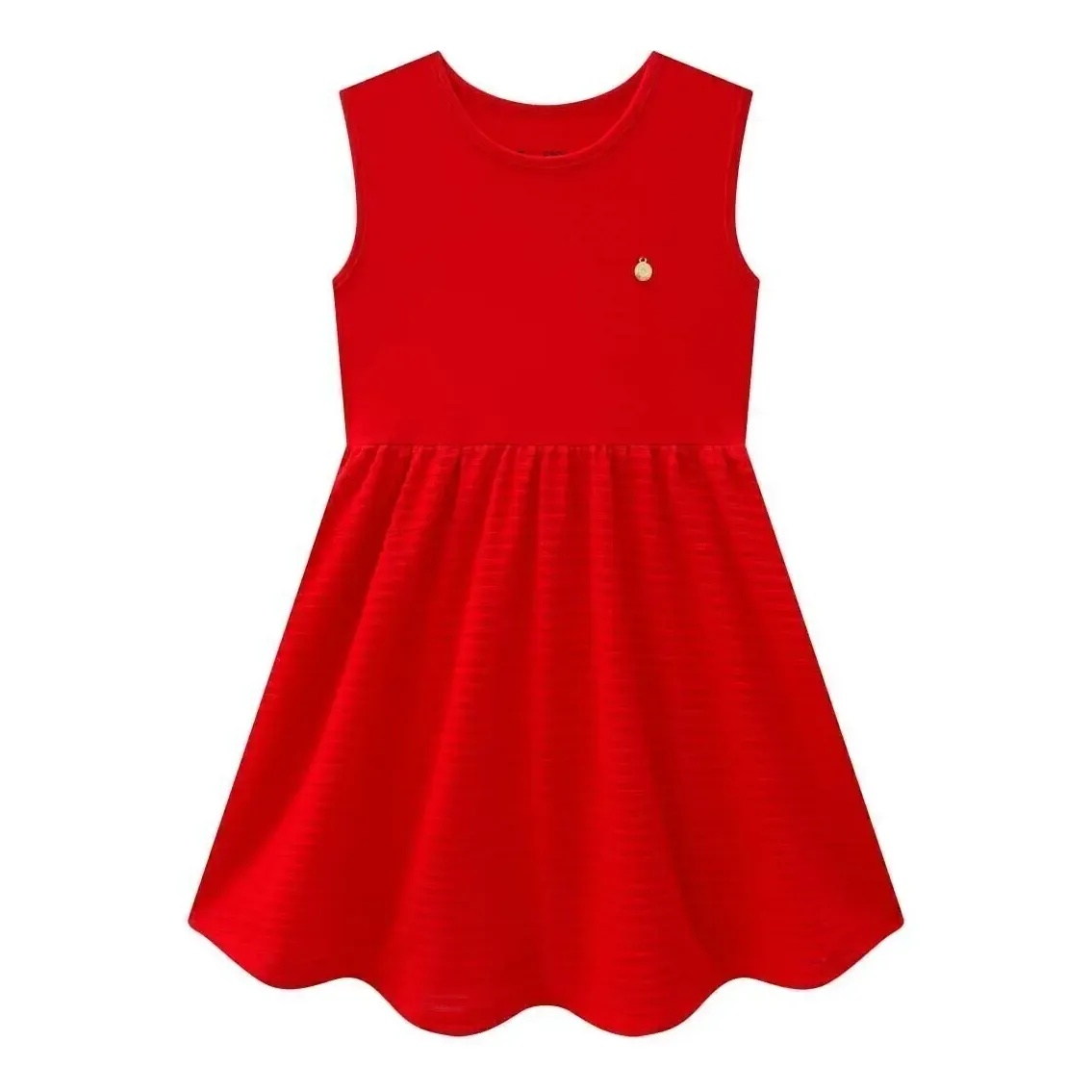 Vestido Infantil Cotton Malha Trabalhada Irmã Onda Marinha