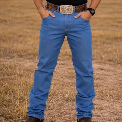 Calça Country Masculina Jeans Western Cowboy Rodeio Elastano