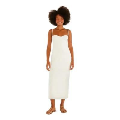 Vestido Farm Rio Midi Branco Jacquard Concha