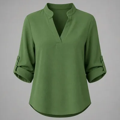 Blusa Camisa Social Elegante Moderna Gola V Padre Dia A Dia