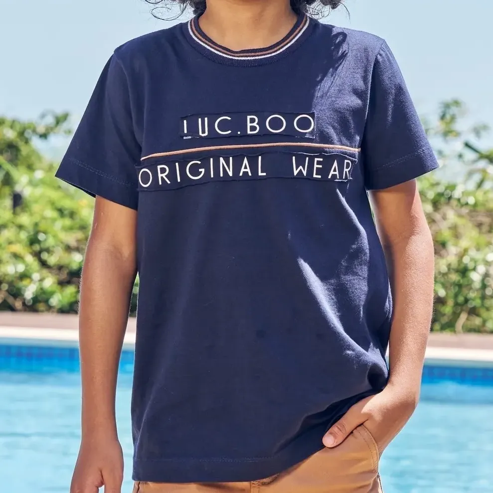 Camiseta Infantil Malha Marinho Luc.boo