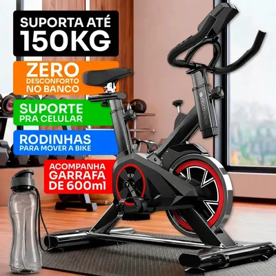 Bicicleta Ergometrica Spinning GoodVision Profissional Para Cardio Fitness Musculação Atividade Física Inercia Cor Preto e Vermelho ate 150kg