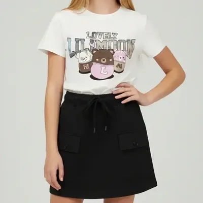 Conjunto Infantil Blusa Malha Short Saia Moletom Lilimoon