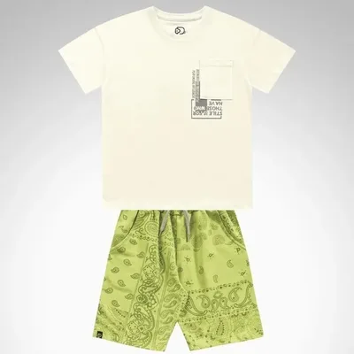 Conjunto Infantil Juvenil Camiseta Malha Short Malha Fakini
