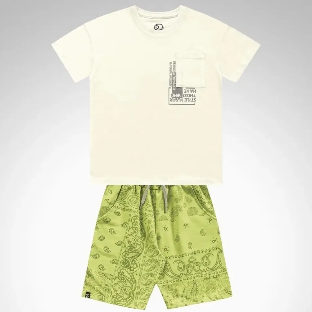 Conjunto Infantil Juvenil Camiseta Malha Short Malha Fakini