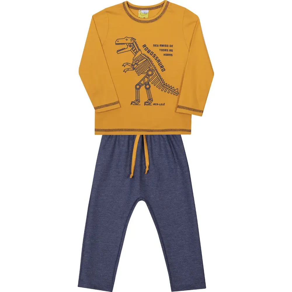 Conjunto Infantil Blusa Malha Saruel Flanelada Jacalele
