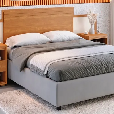 Cabeceira Ajustável Canela Off White Mdf Moderna Criado Canela/off White