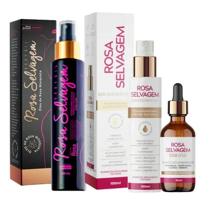 Kit Rosa Selvagem Óleo Clareador + Ácido + Sérum Lifting