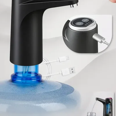 Bomba Para Galão De Água 5 10l 20l Recarregável Usb Garrafão Preto