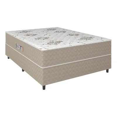 Cama Box Casal Conjugada Ortopédico Alpha Espuma Branco Cor Bege/bco