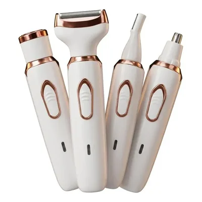 Depilador Removedor De Pelos Recarregável Elétrico 4 Em 1 Rosa E Branco 127/220v