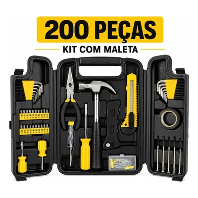 Jogo de Ferramentas 200 Peças com Chaves de Precisão e Allen Kit com Maleta Resistente - Titanium Platina