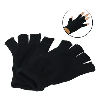 Luva Sem Dedos Inverno Frio Luvas Lã Unissex Escritorio Moto Cor Preto