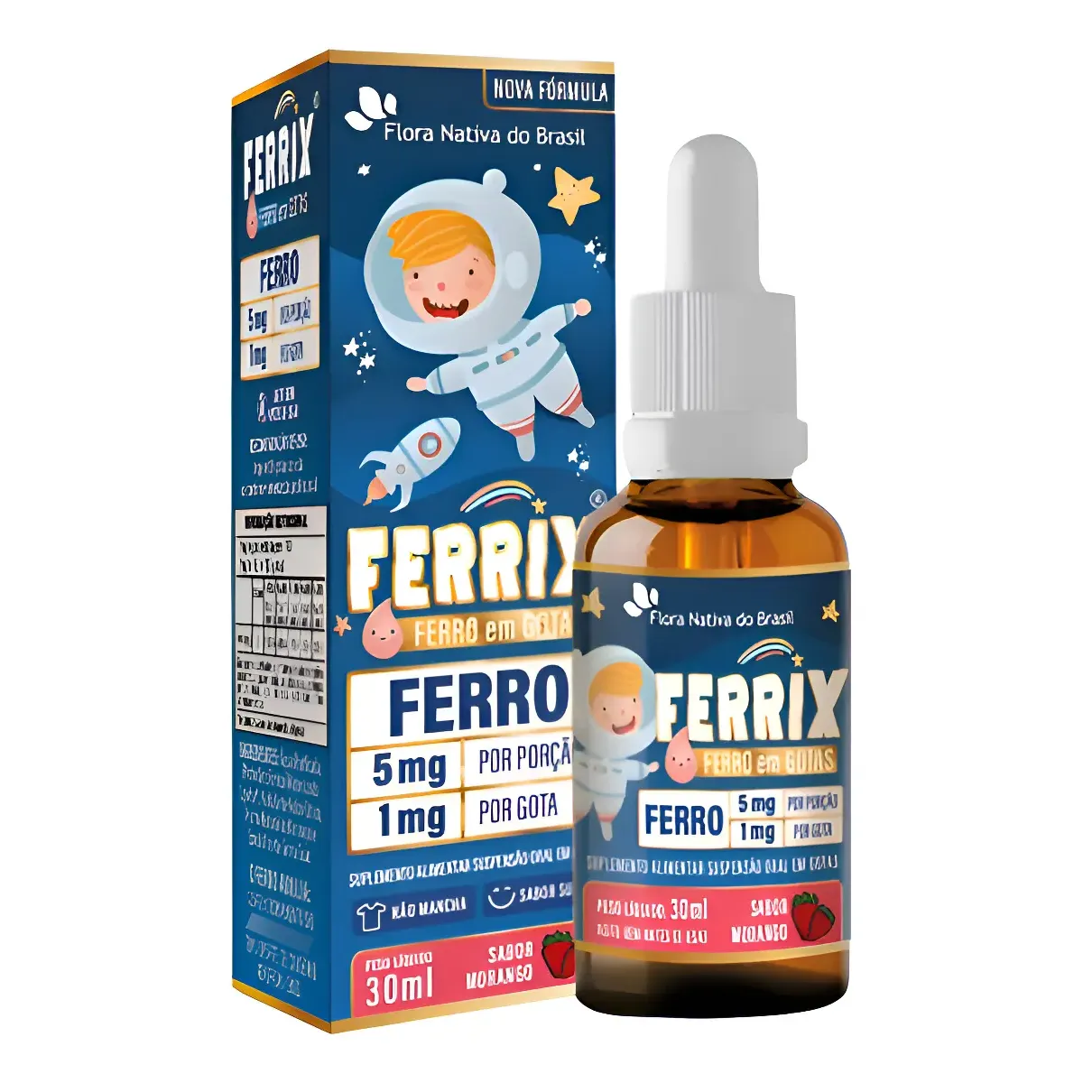 Ferro Líquido Infantil Sabor Morango de 30 mL Flora Nativa do Brasil