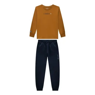 Conjunto Juvenil Blusa Malha Calça Moletinho Onda Marinha