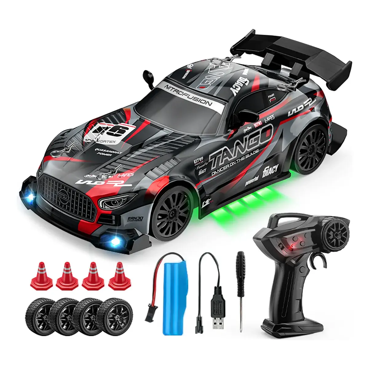 Carro Controle Remoto Drift Racing E80 Black 1:24 com Luzes e 2 Velocidades