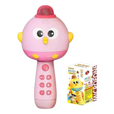Microfone Bluetooth Infantil Para Contar Histórias E Música Com Luz - Rosa