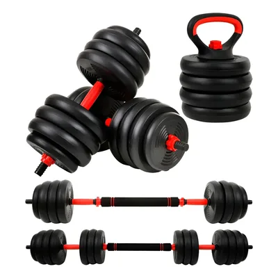 Kit 6 em 1 Halteres e Anilhas Ajustáveis Kettlebell Fit Cor Preto 15kg